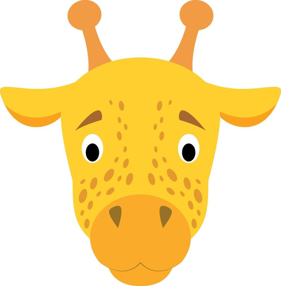 Giraffe face in cartoon style for children. Animal Faces illustration Series vector