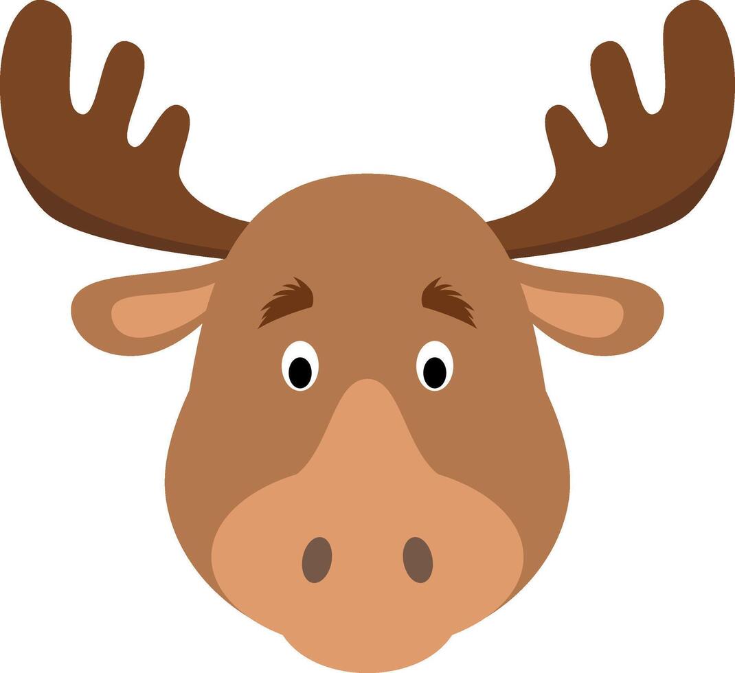 Moose face in cartoon style for children. Animal Faces illustration Series vector