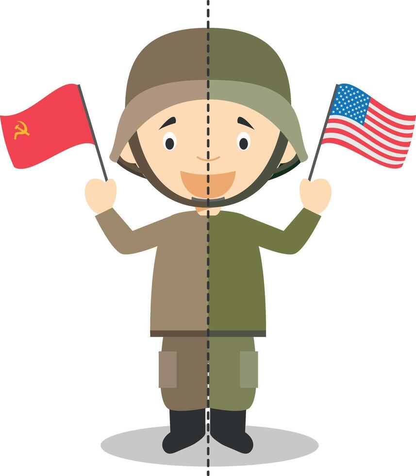 Cold War soldiers cartoon character. Illustration. Kids History Collection. vector