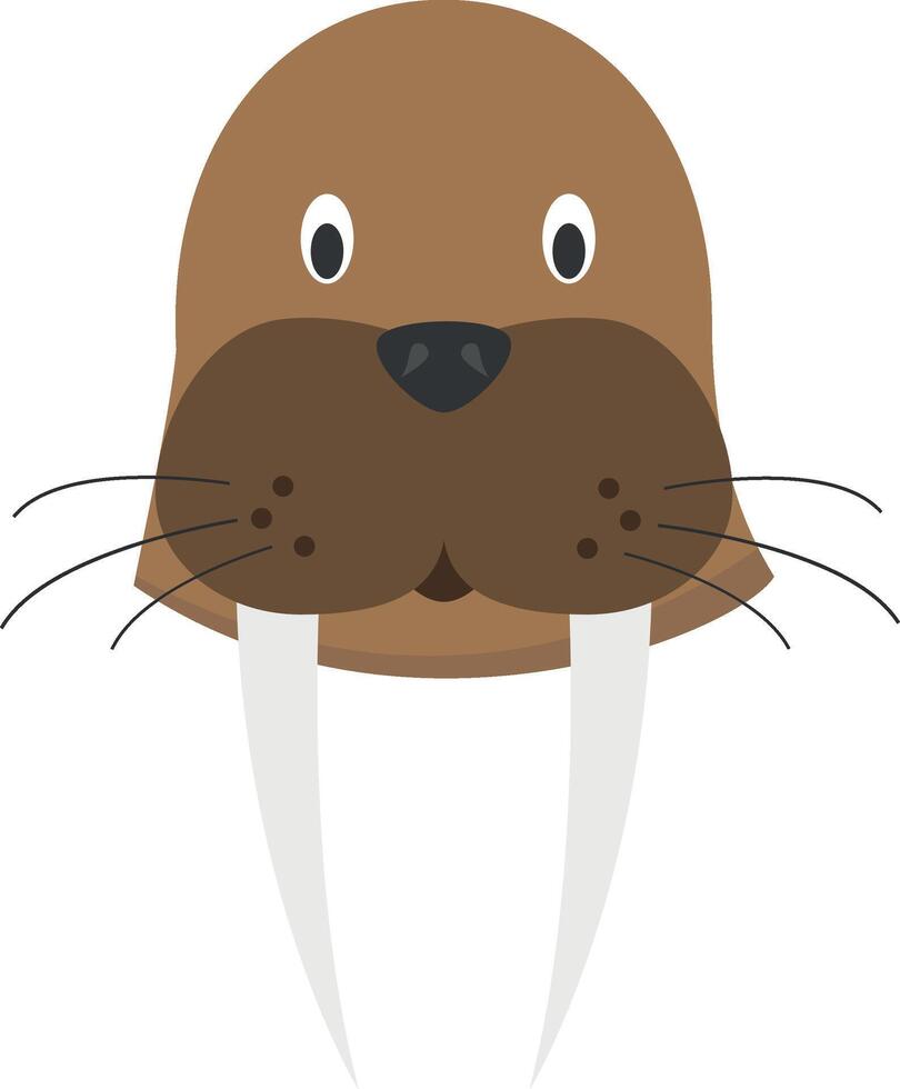 Walrus face in cartoon style for children. Animal Faces illustration Series vector