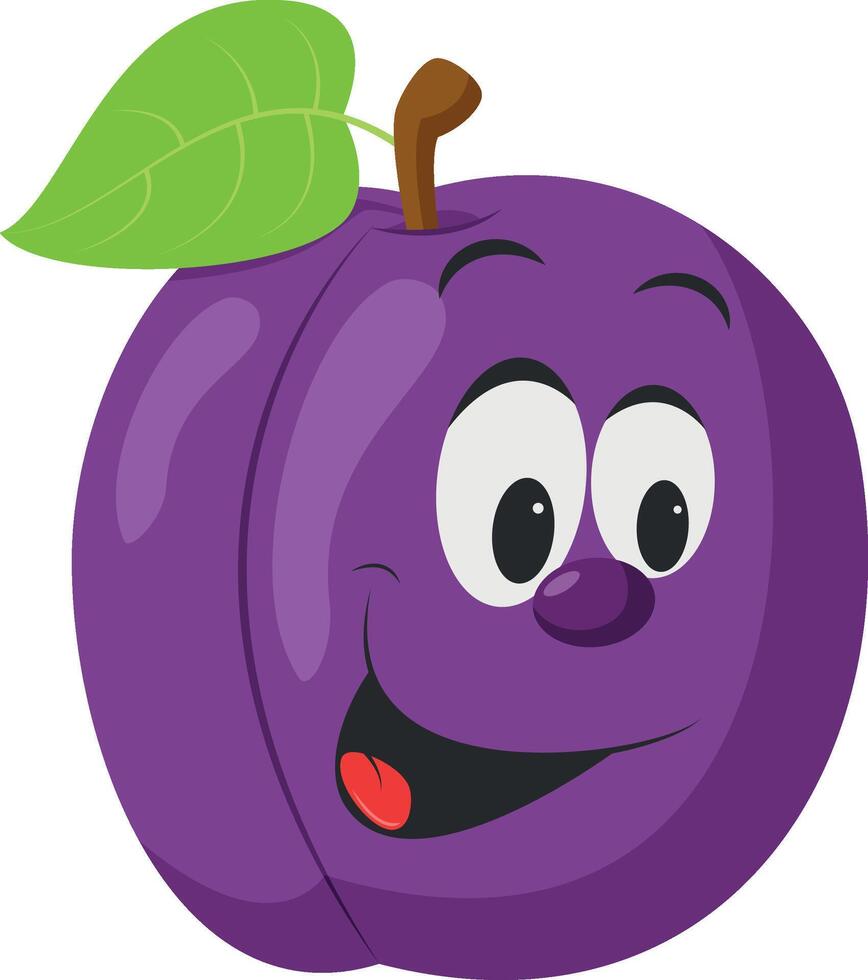 Fruits Characters Collection. illustration of a funny and smiling plum character. vector