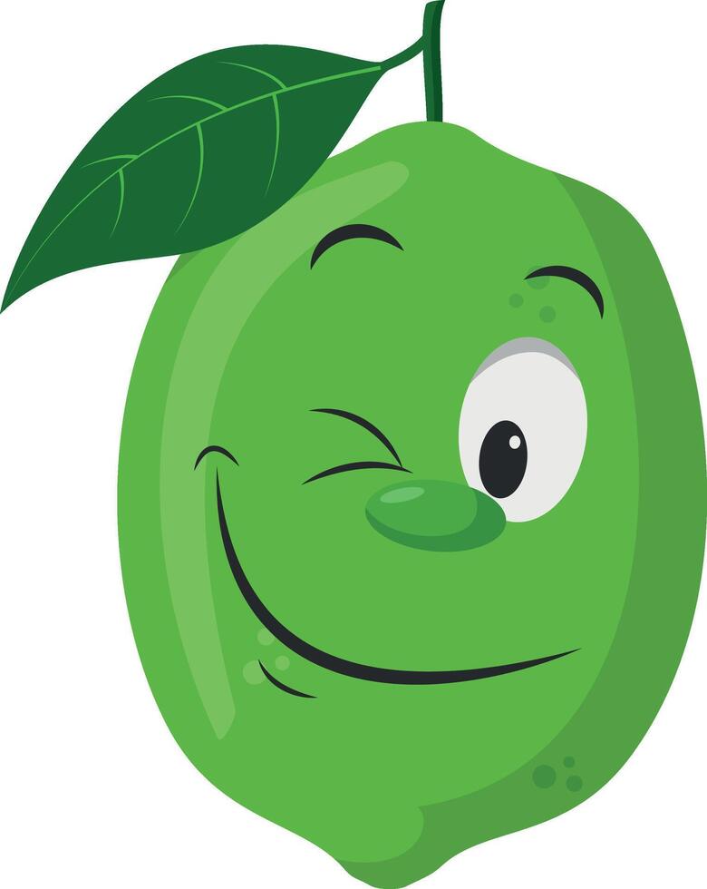 Fruits Characters Collection. illustration of a funny and smiling lime character. vector