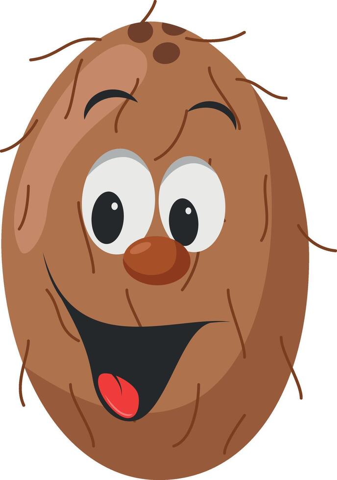 Fruits Characters Collection. illustration of a funny and smiling coconut character. vector