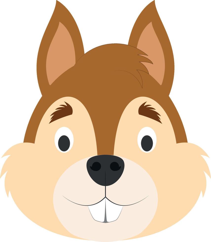 Squirrel face in cartoon style for children. Animal Faces illustration Series vector