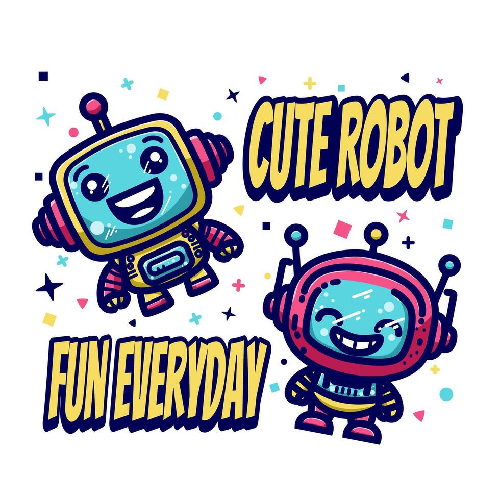 Cute cartoon drawing of robot illustration vector