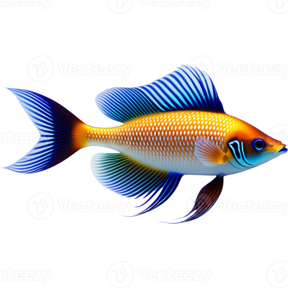 AI generated Multicolored aquarium fish png