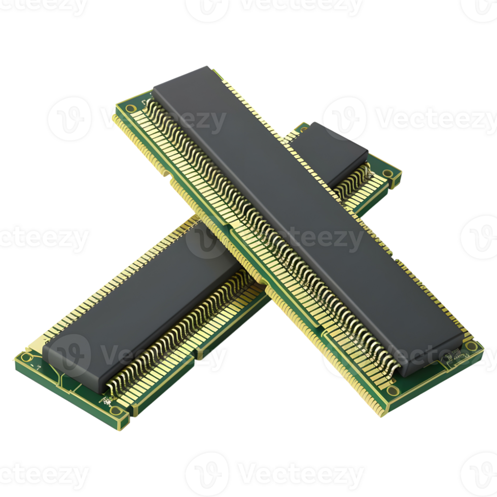 3D Rendering of a Computer RAM on Transparent Background png