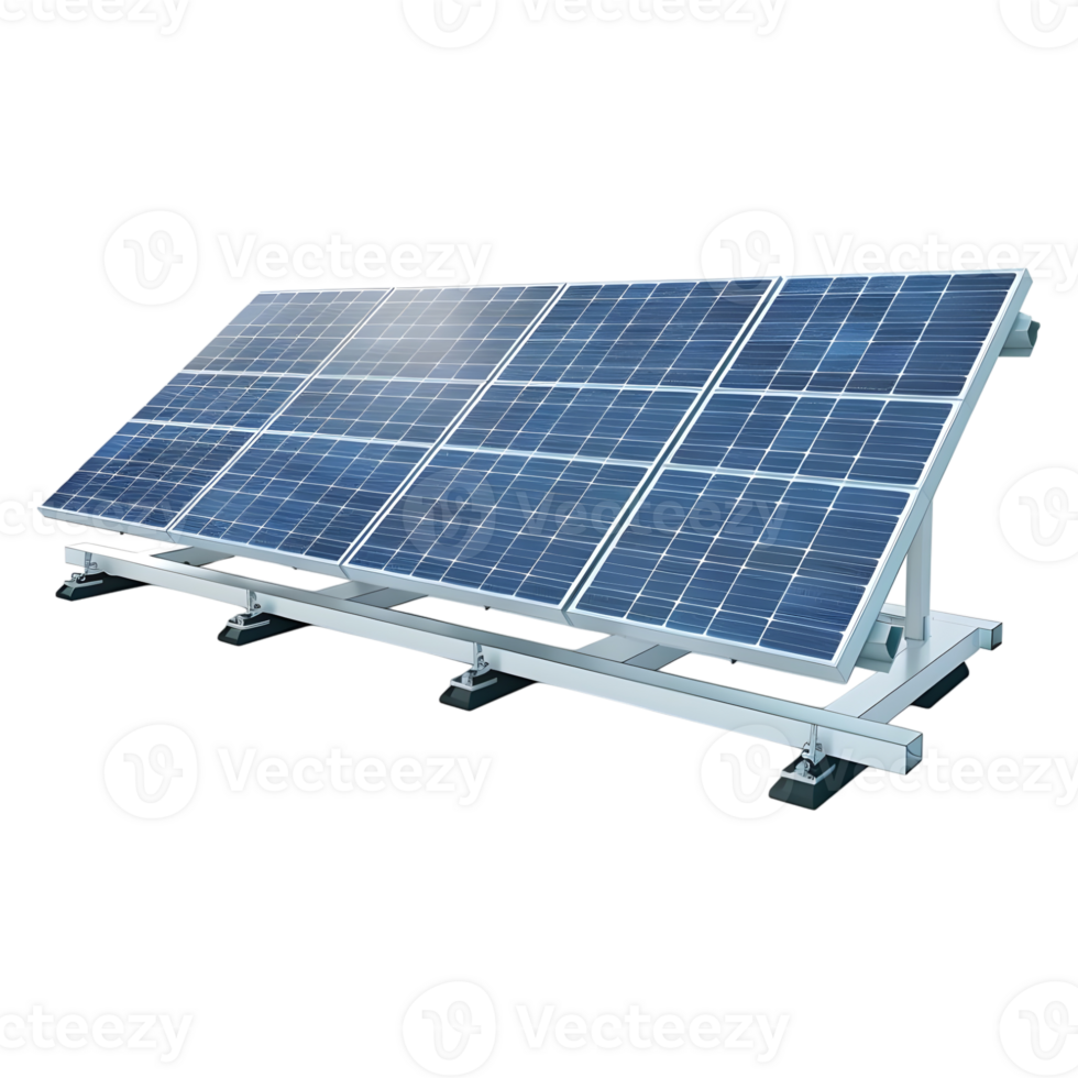 3D Rendering of a Blue Solar Panels on Transparent Background png