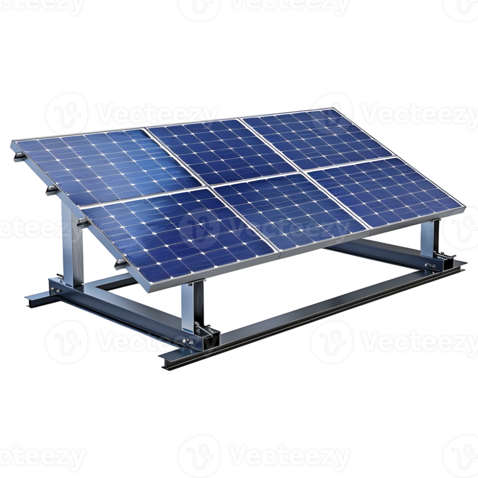 3D Rendering of a Blue Solar Panels on Transparent Background png