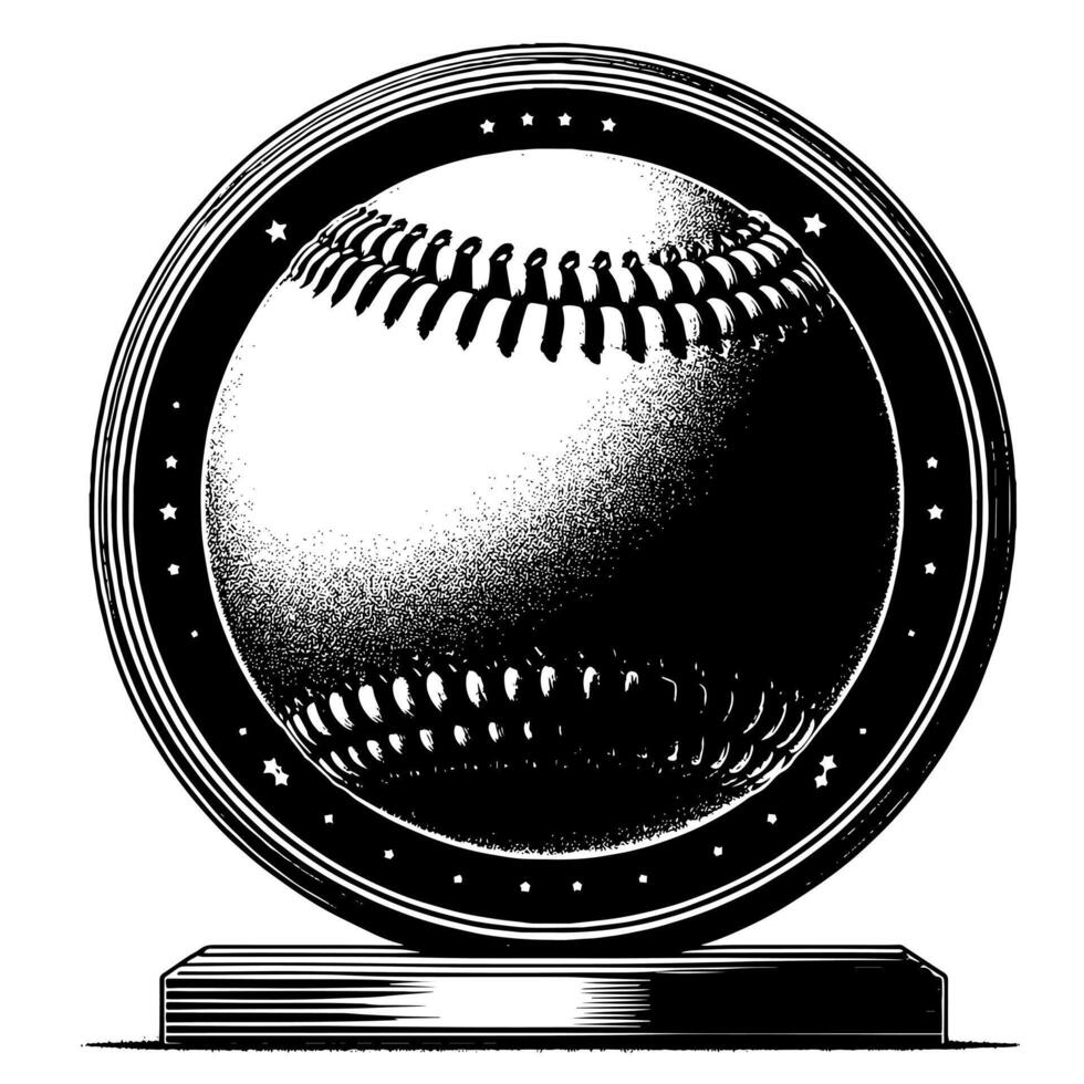 black and white illustration of a single Baseball vector