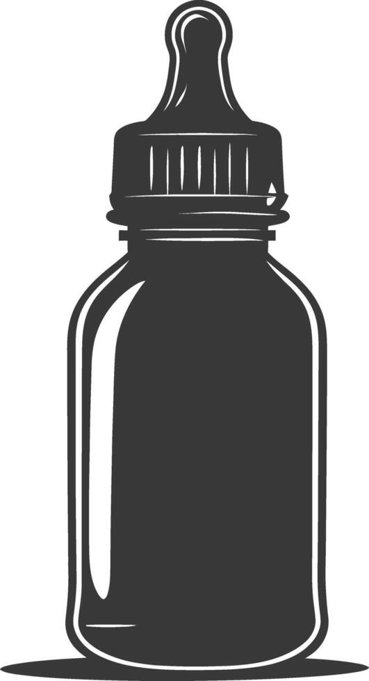 silhouette baby bottle full black color only vector