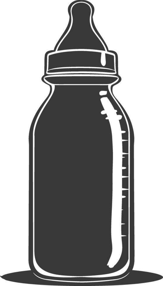 silhouette baby bottle full black color only vector