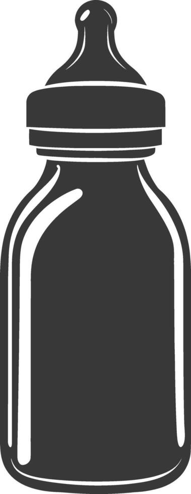 silhouette baby bottle full black color only vector