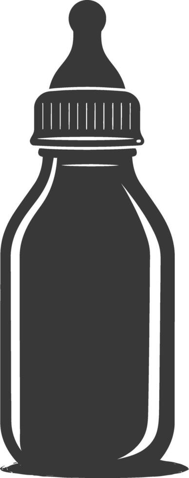 silhouette baby bottle full black color only vector