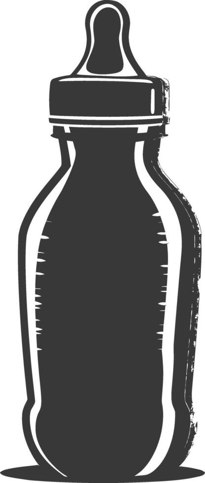 silhouette baby bottle full black color only vector