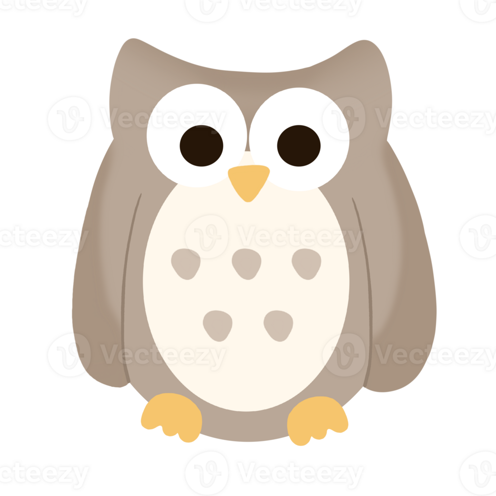 Wise owl perched on a cartoon tree branch png