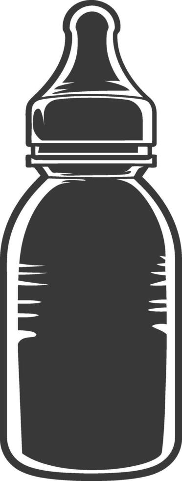 silhouette baby bottle full black color only vector