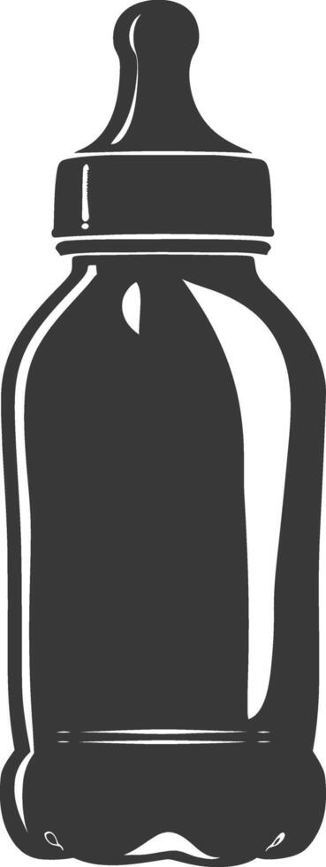 silhouette baby bottle full black color only vector