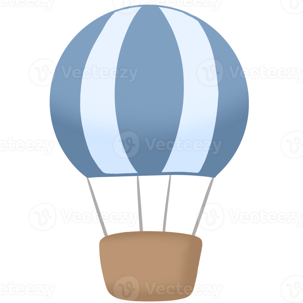 färgrik varm luft ballong illustration med himmel bakgrund och korg png