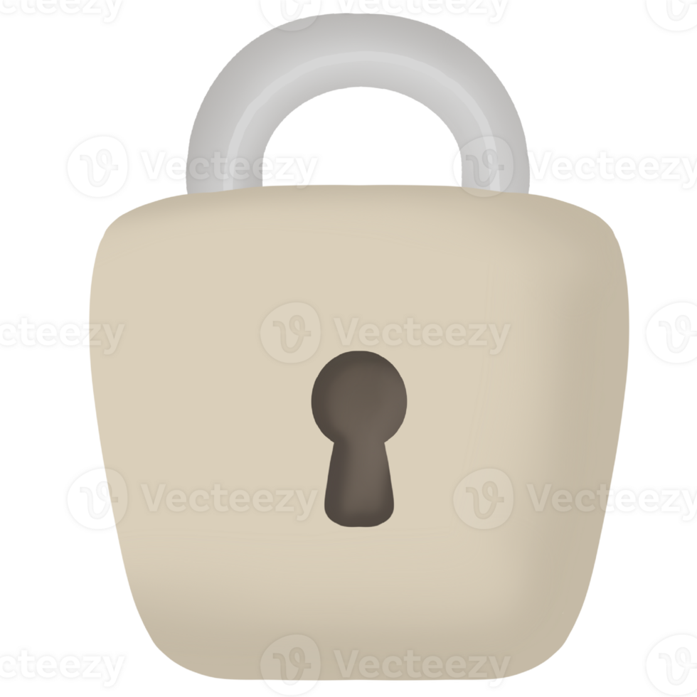 Metal button with lock icon for secure access illustration png