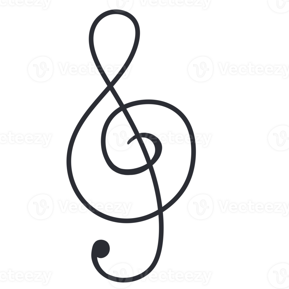 Treble Clef in 3D Silver Art png