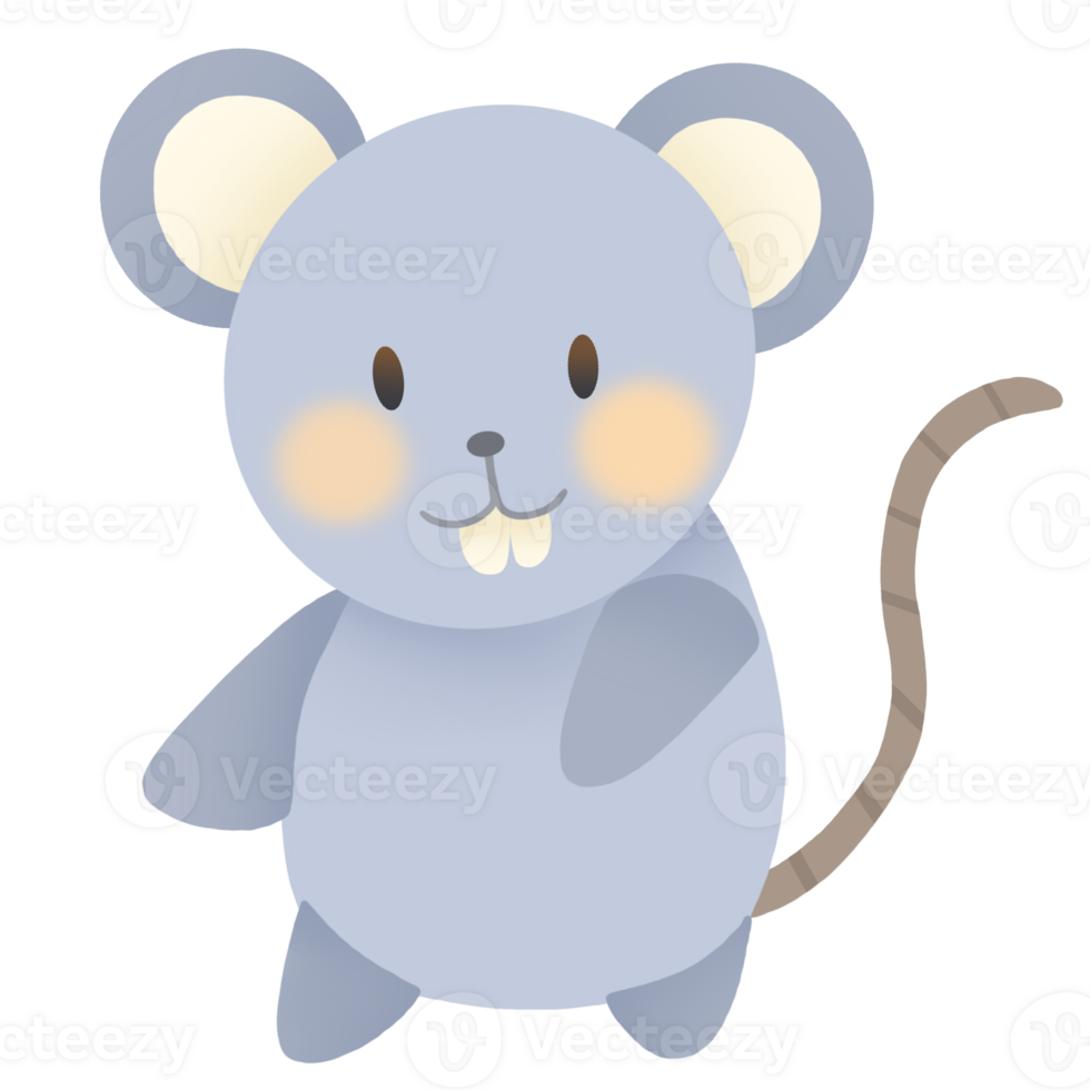 Fun Cartoon Mouse Illustration with Cute Baby Rat png
