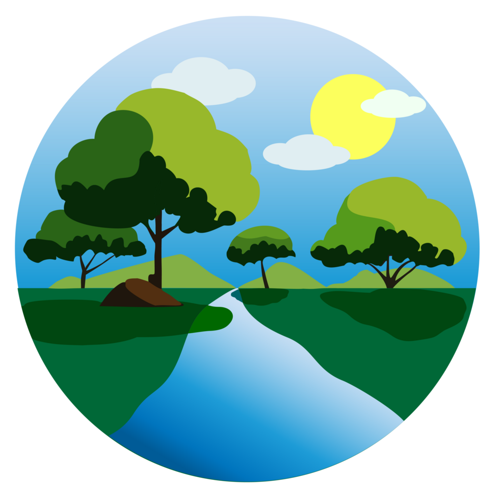 Sunny day nature landscape icon png