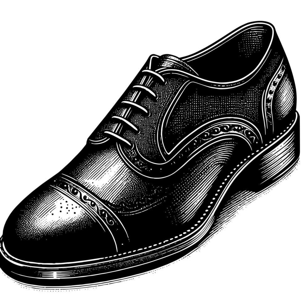 Black and white illustration of a pair of male Leather Shoes vector