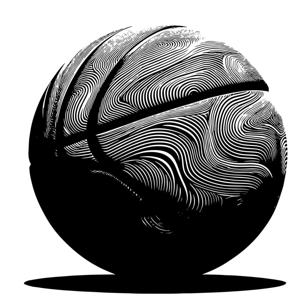 Black And White Illustration Of A Single Basketball 44014268 Vector Art Black And White Illustration Of A Single Basketball Vector