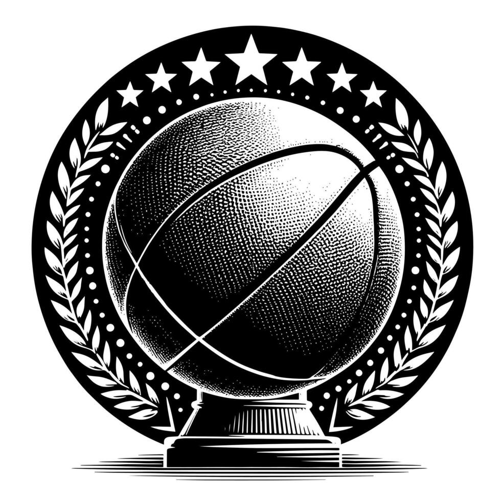 Black and white illustration of a single Basketball vector