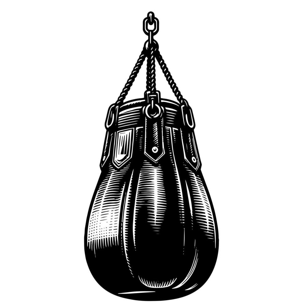 Black and white illustration of a Punching Bag vector