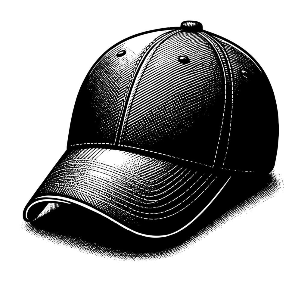 negro y blanco ilustración de un soltero béisbol gorra vector