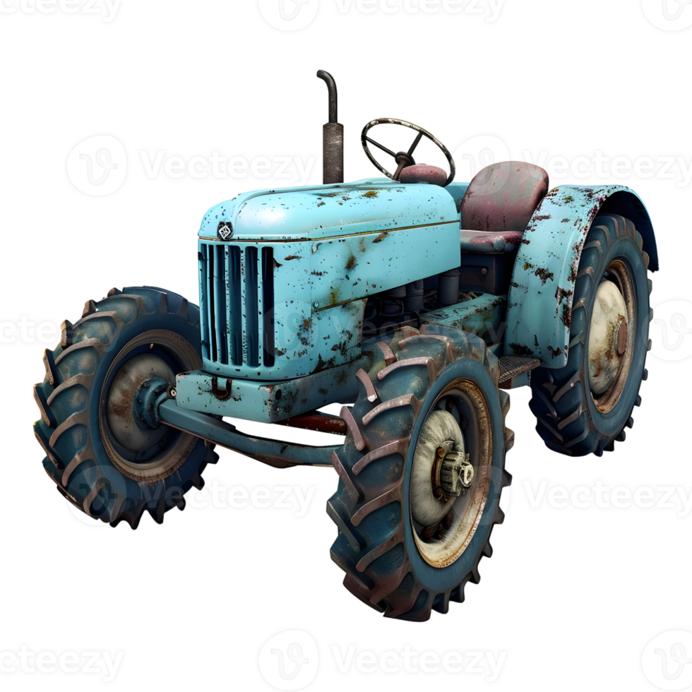 3D Rendering of a Farming Tractor on Transparent Background png