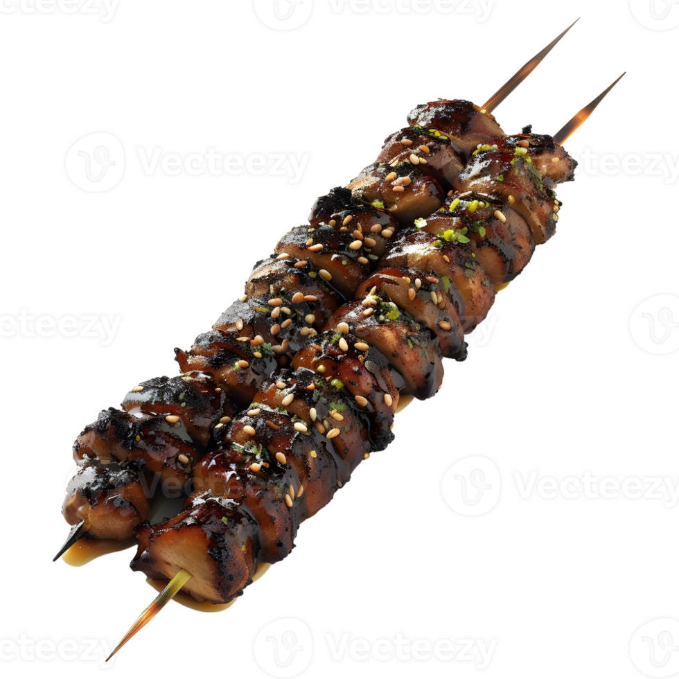 3D Rendering of a Grilled Chicken Pieces Stick on Transparent Background png