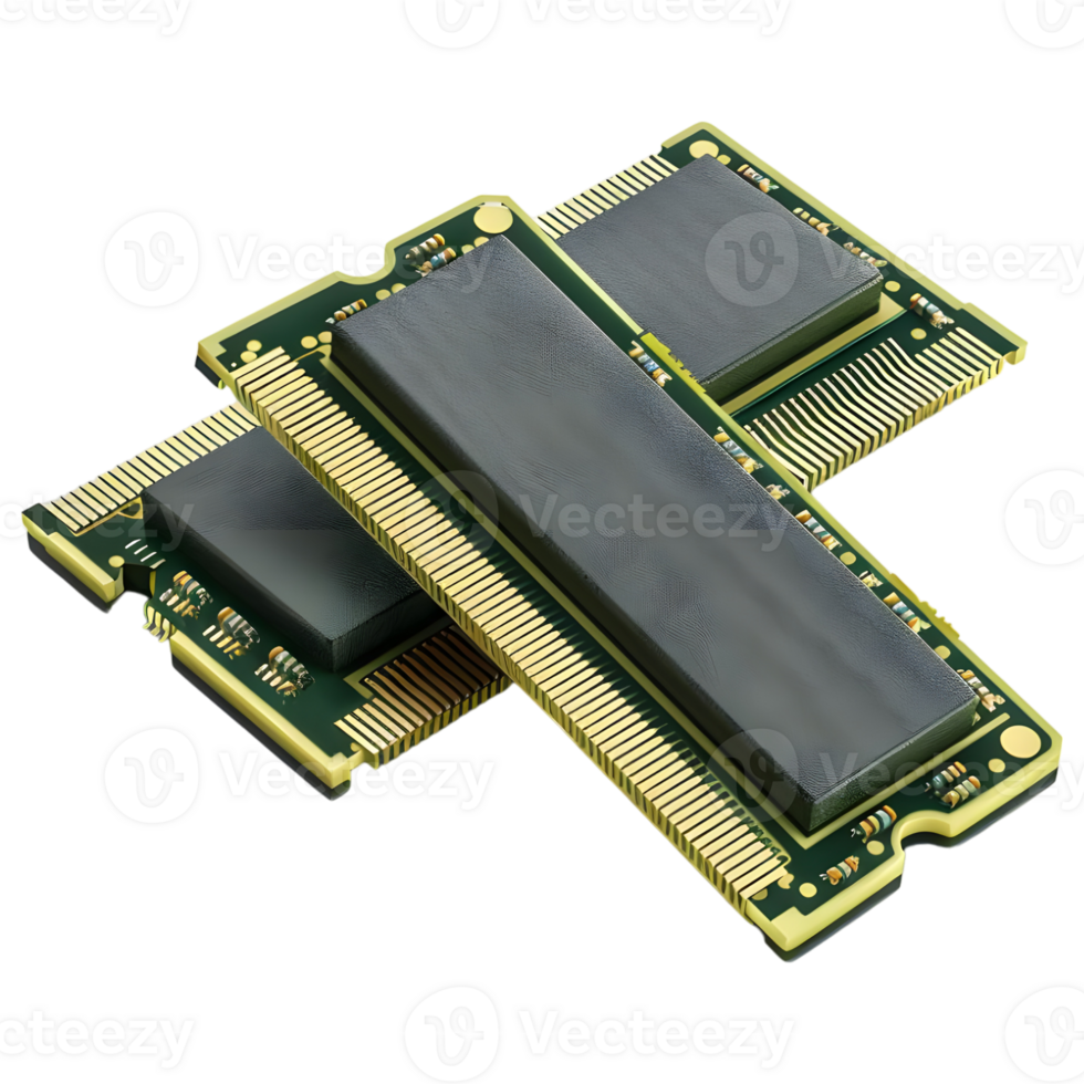 3D Rendering of a Computer RAM on Transparent Background png