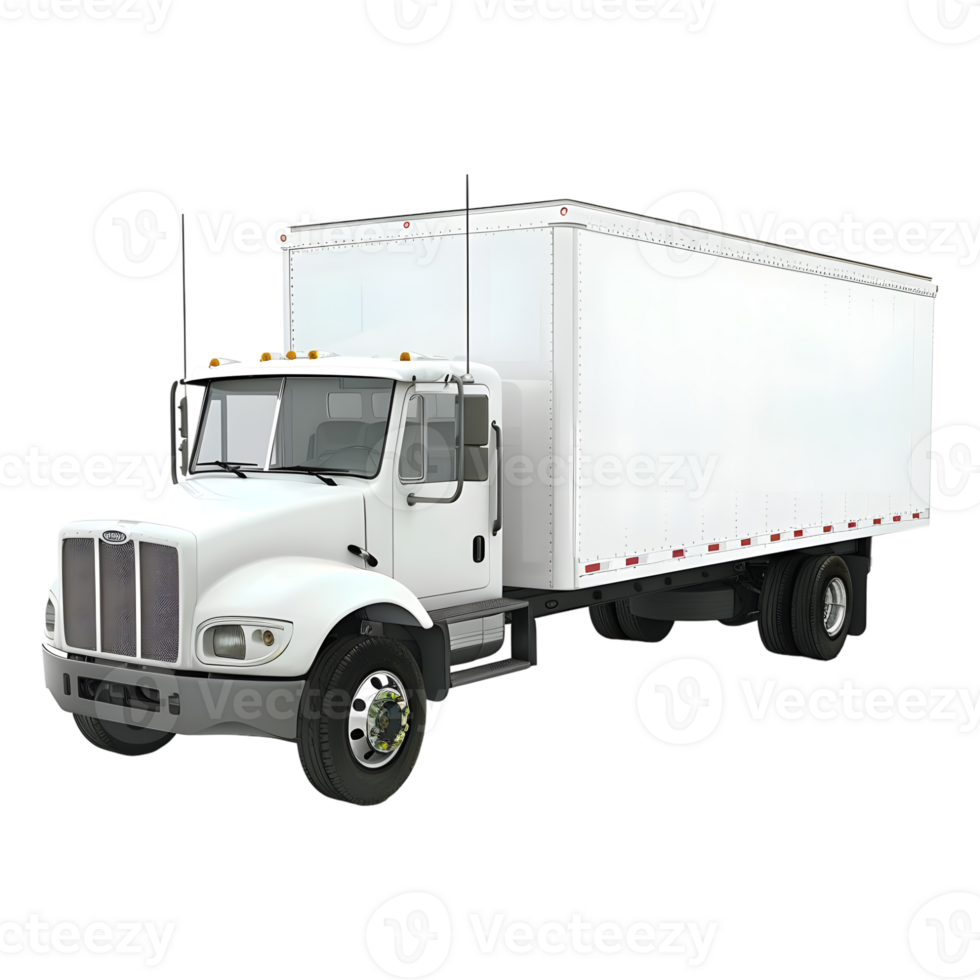 3D Rendering of a Delivery Truck on Transparent Background png
