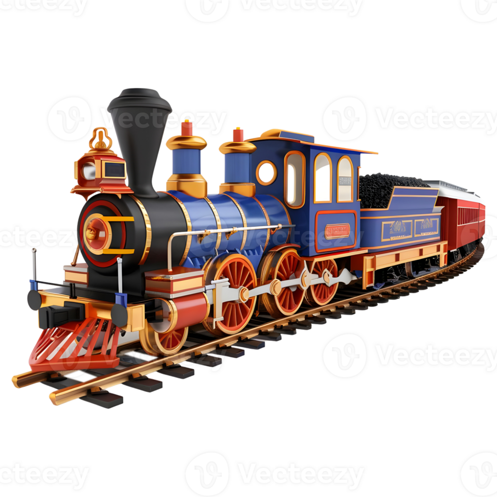 3D Rendering of a Train Engine on Transparent Background png