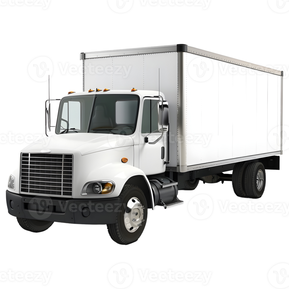 3D Rendering of a Delivery Truck on Transparent Background png