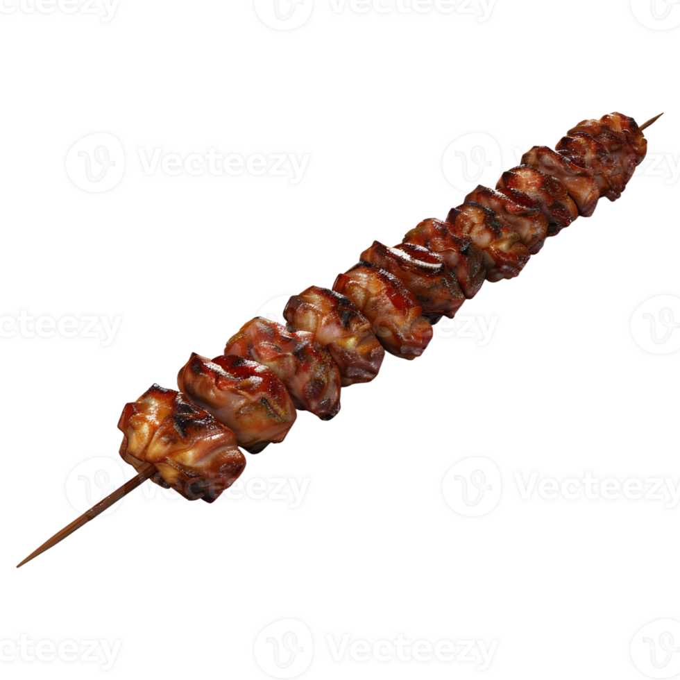 3D Rendering of a Grilled Chicken Pieces Stick on Transparent Background png
