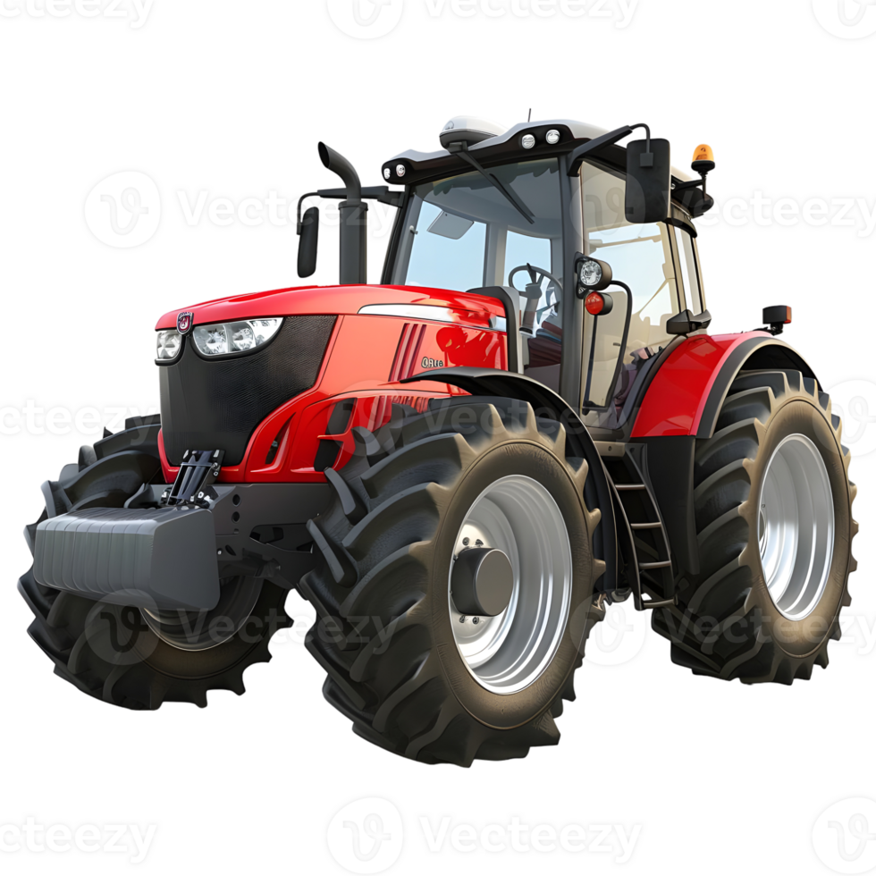 3D Rendering of a Farming Tractor on Transparent Background png