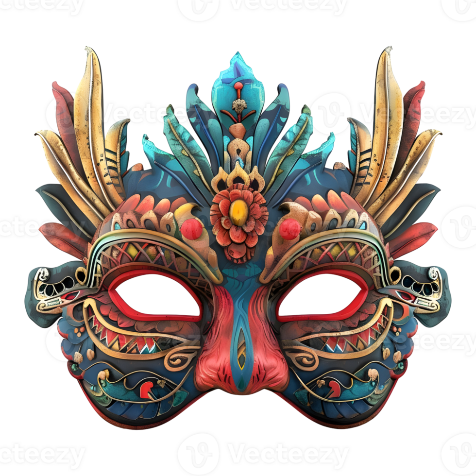 3D Rendering of a Brazilian Carnival Face Mask on Transparent Background png