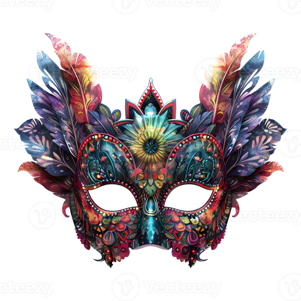 3D Rendering of a Brazilian Carnival Face Mask on Transparent Background png