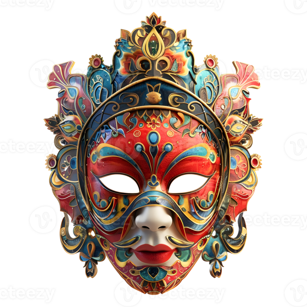 3d Rendern von ein Brasilianer Karneval Gesicht Maske auf transparent Hintergrund png