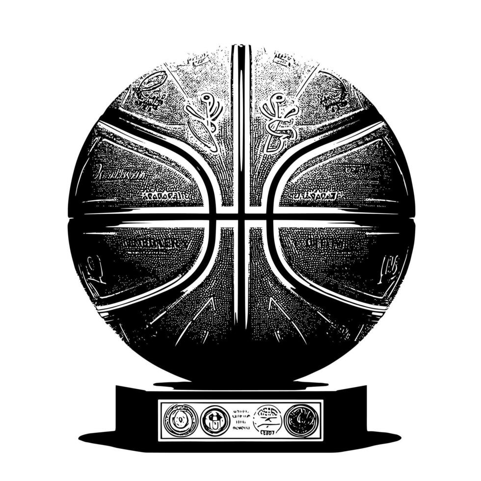 Black and white illustration of a single Basketball vector
