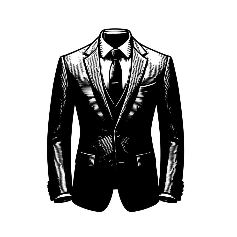 negro y blanco ilustración de un par de masculino negocio traje vector