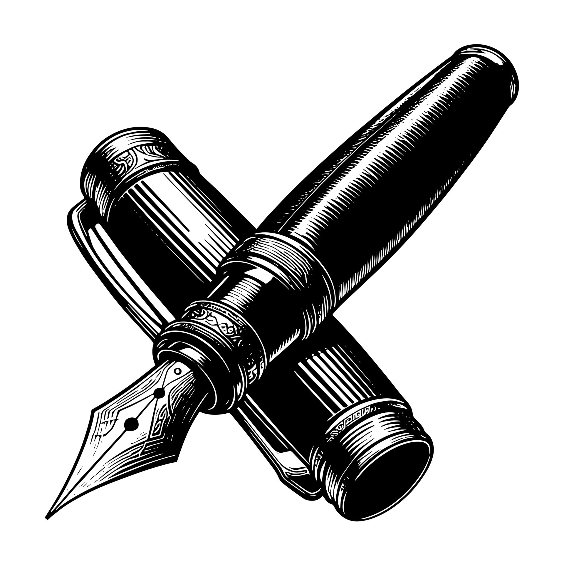 Black and white illustration of a fountain pen 44014667 Vector Art at