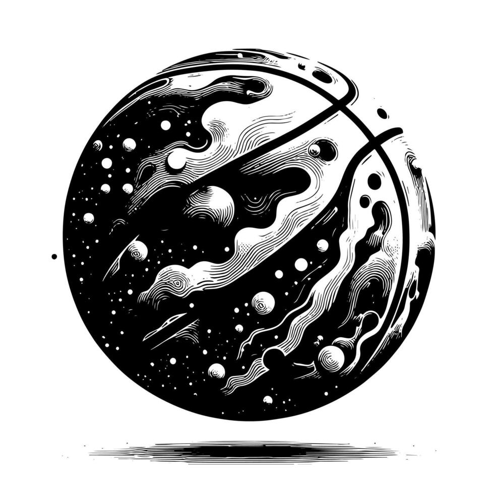 Black and white illustration of a single Basketball vector