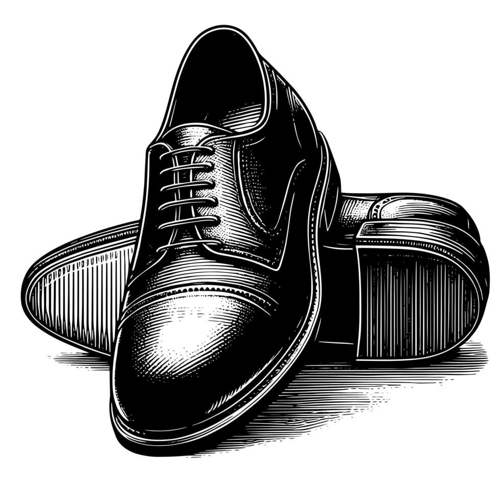 negro y blanco ilustración de un par de masculino cuero Zapatos vector