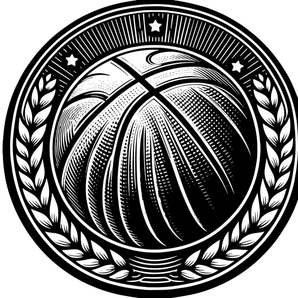 negro y blanco ilustración de un soltero baloncesto vector