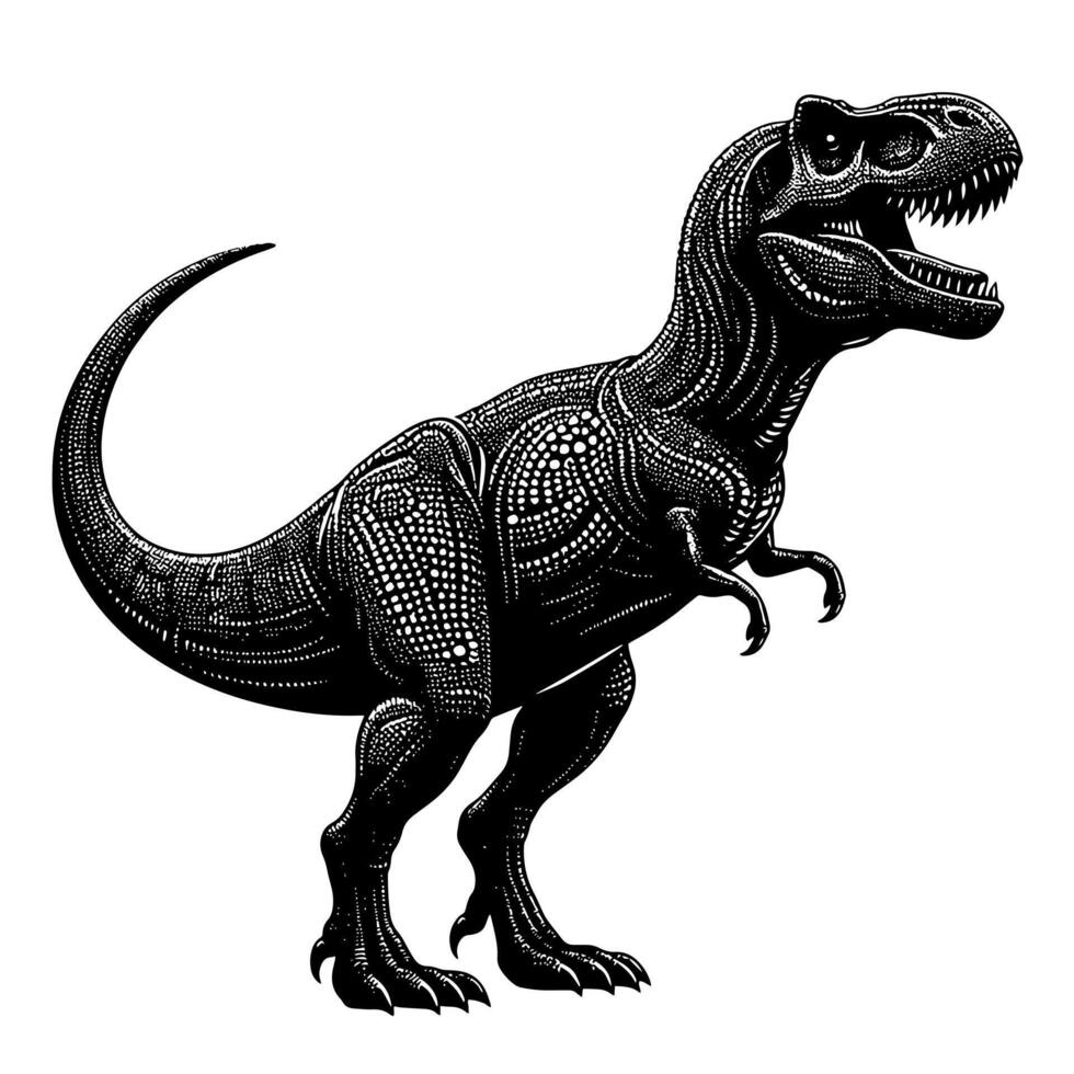 negro y blanco ilustración de un tirano saurio Rex dinosaurio vector